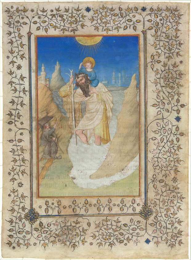 Saint Christopher Carrying the Christ Child — Limbourg Brothers
