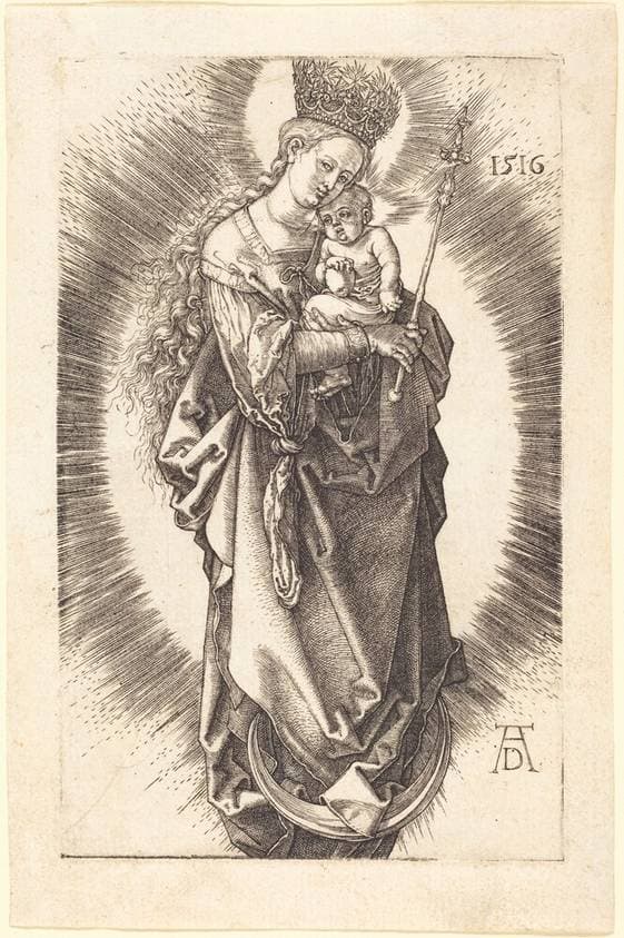 The Virgin and Child on a Crescent with a Sceptre and a Starry Crown — Albrecht Dürer