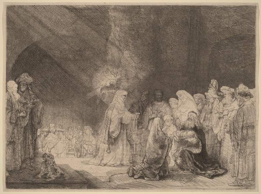 The Presentation in the Temple: Oblong Print — Rembrandt van Rijn