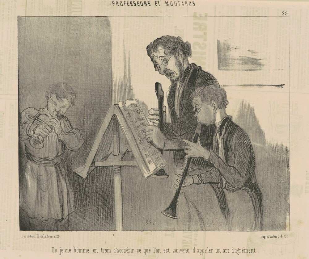 Un jeune homme en train d'acquérir ... un art d'agrément — Honoré Daumier