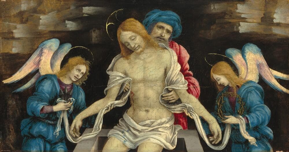 Pietà (The Dead Christ Mourned by Nicodemus and Two Angels) — Filippino Lippi