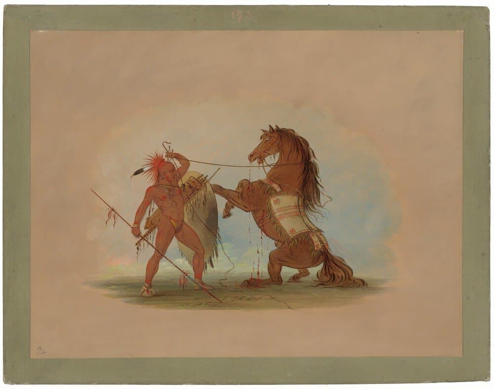 A Pawnee Warrior Sacrificing His Favorite Horse — George Catlin