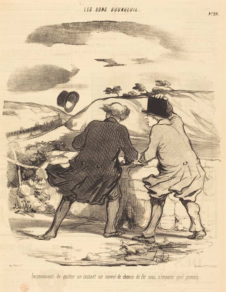 Inconvénient de quitter...un convoi de chemin de fer... — Honoré Daumier