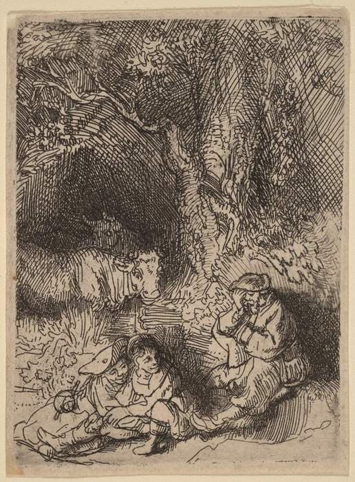 The Sleeping Herdsman — Rembrandt van Rijn