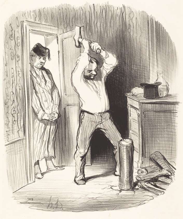 Est-il dieu permis... fendre du bois... — Honoré Daumier