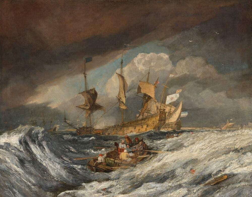 Boats Carrying Out Anchors to the Dutch Men of War — J. M. W. Turner