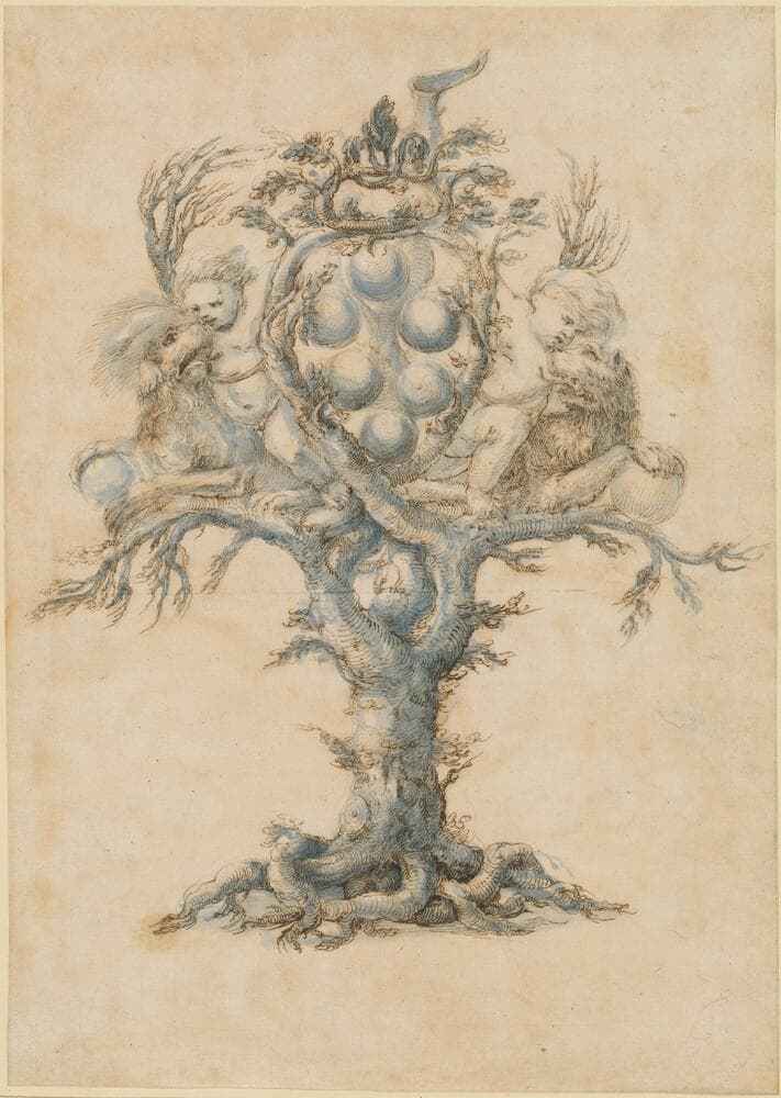 A Wine Decanter with Lions and Putti — Master of the Medici Banquet Decanters