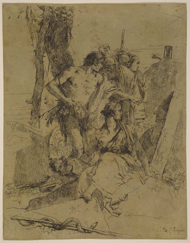 The Discovery of the Tomb of Punchinello — Giovanni Battista Tiepolo