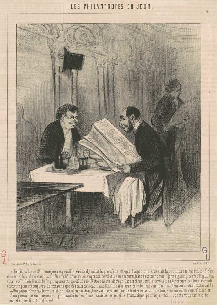 Hier dans la rue Saint-Honoré ... unviellard — Honoré Daumier