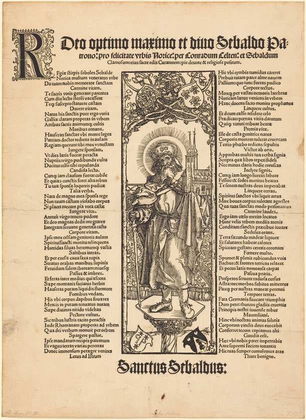 Saint Sebaldus Standing on a Column — Albrecht Dürer