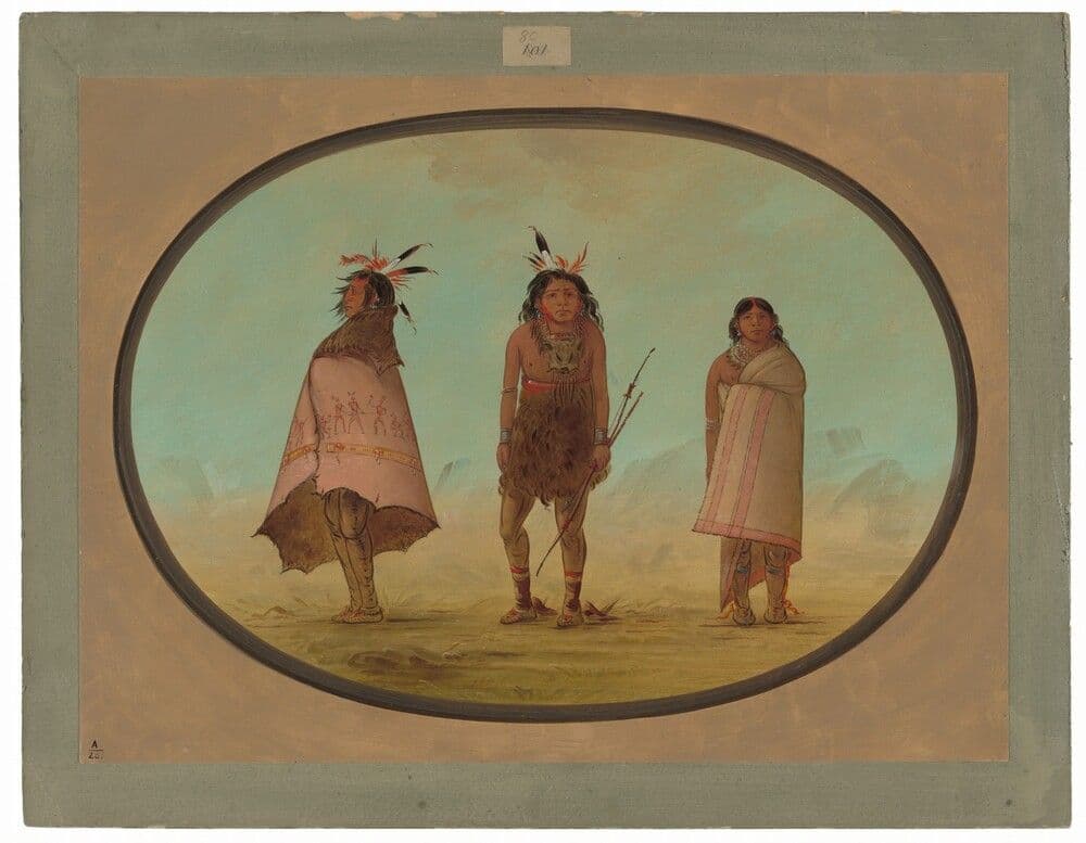 Yntah Medicine Man, a Warrior, and a Woman — George Catlin