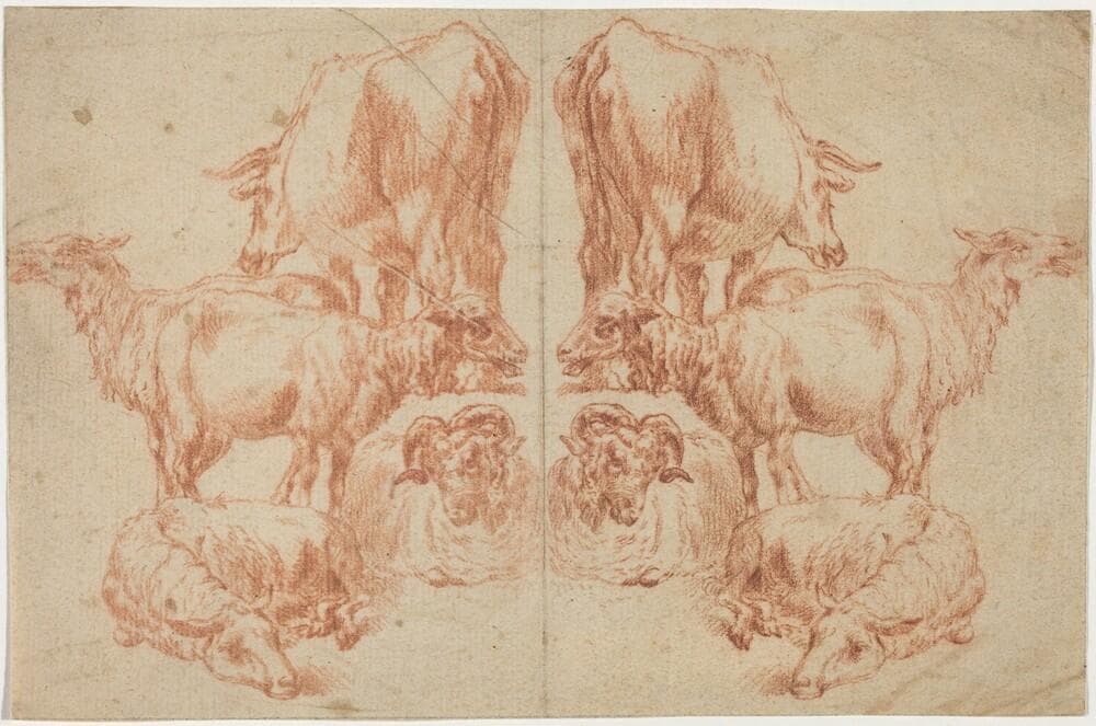 Four Sheep and a Cow — Nicolaes Pieterszoon Berchem