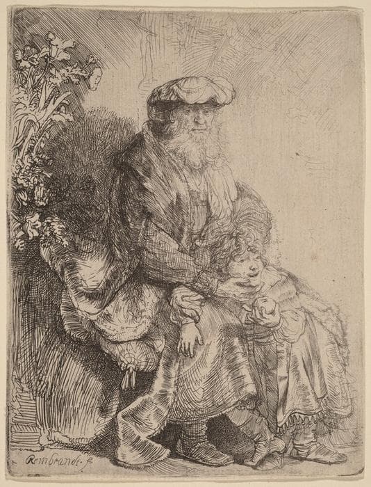 Abraham Caressing Isaac — Rembrandt van Rijn