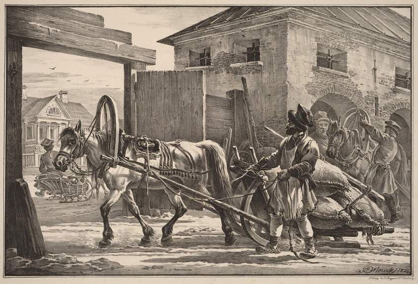 Sled Loaded with Flour Led by an Isvoschik — Aleksander Orłowski