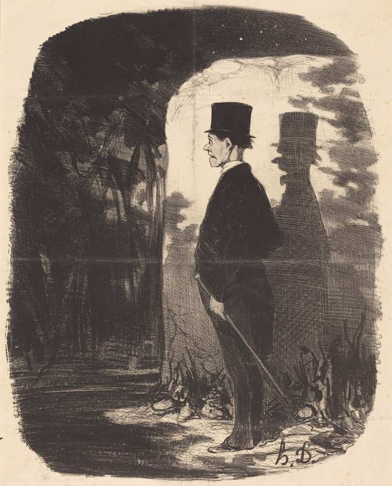 Il n'y a pas a dire, il faut que je traverse ce... bois... — Honoré Daumier