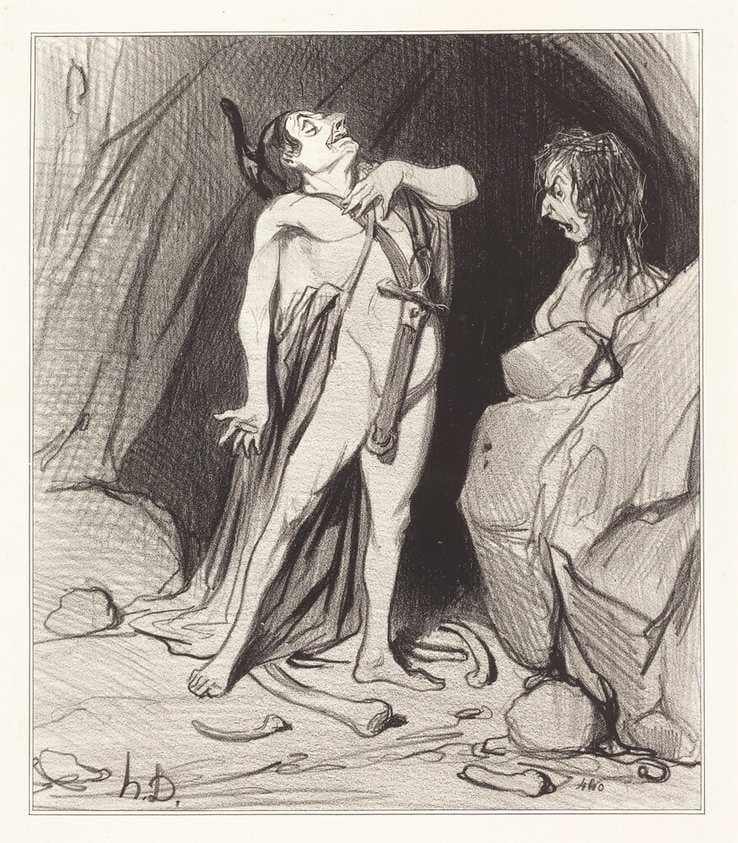 Oedipe chez le Sphinx — Honoré Daumier