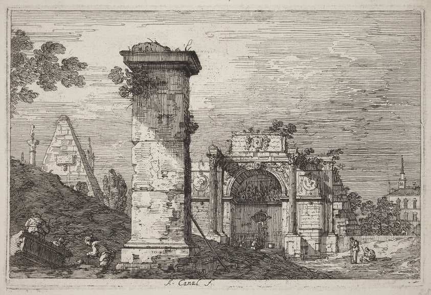 Landscape with Ruined Monuments — Canaletto