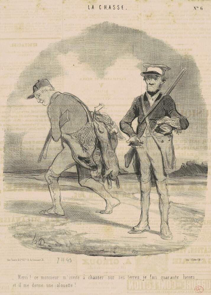 Merci! Ce monsieur m'invite a chasser ... — Honoré Daumier