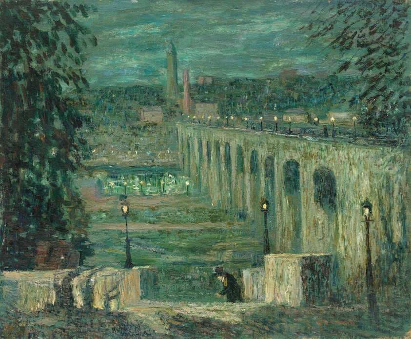 High Bridge at Night, New York City — Ernest Lawson