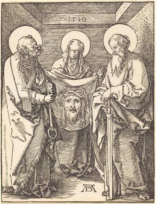 Saint Veronica between Saints Peter and Paul — Albrecht Dürer