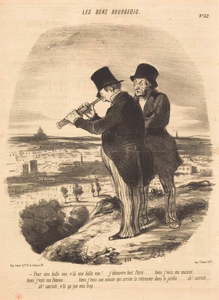 Pour une belle vue, v'la une belle vue!... — Honoré Daumier