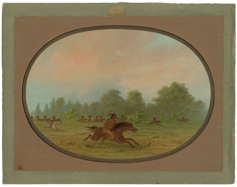 Defile of a Camanchee War Party — George Catlin