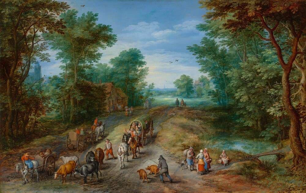 Wooded Landscape with Travelers — Jan Brueghel the Elder