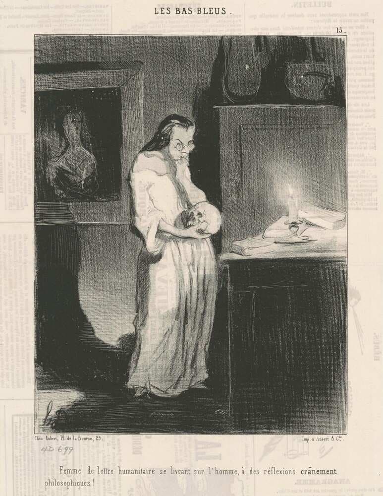 Femme de lettre humanitaire se livrant sur l'homme ... — Honoré Daumier