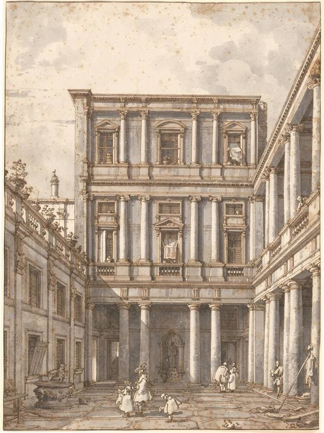 A Venetian Courtyard, in the Procuratie Nuove — Canaletto