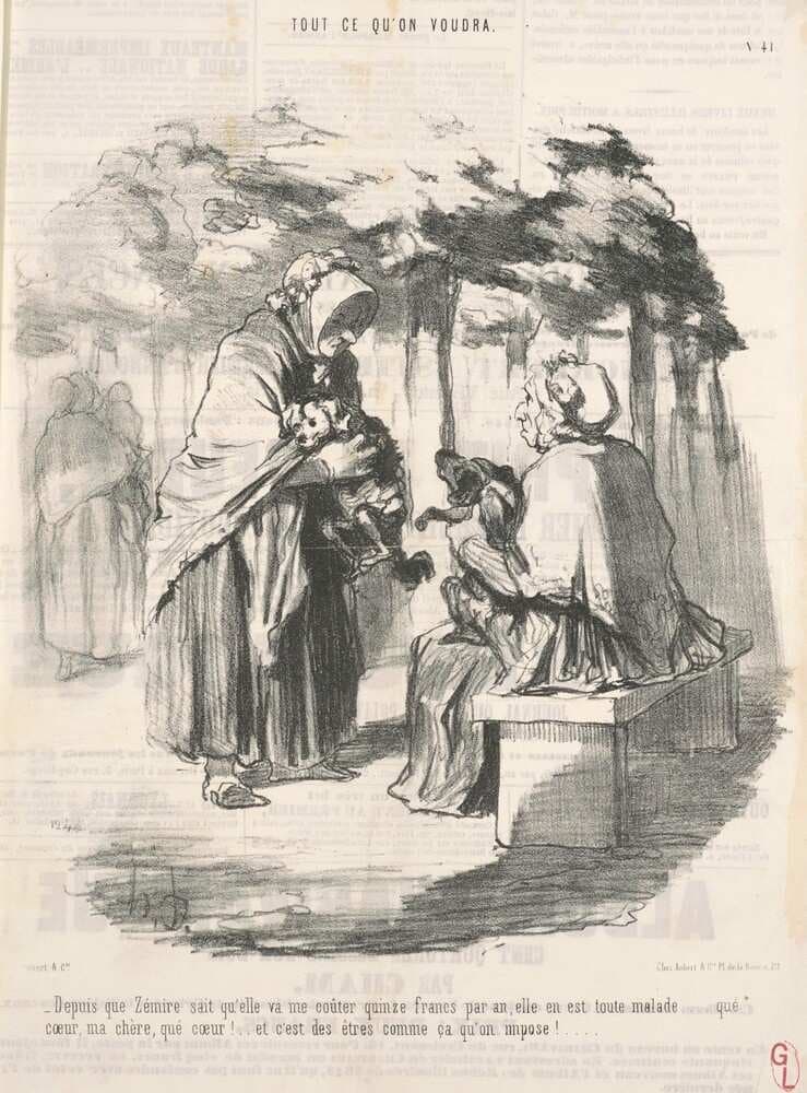 Depuis que Zémire sait qu'elle va me couter quinze francs ... — Honoré Daumier