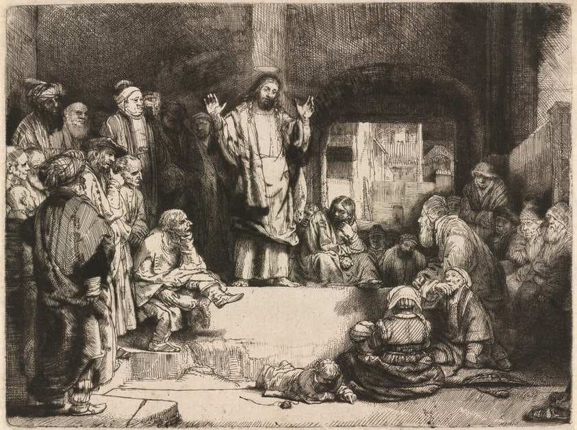 Christ Preaching (La petite Tombe) — Rembrandt van Rijn