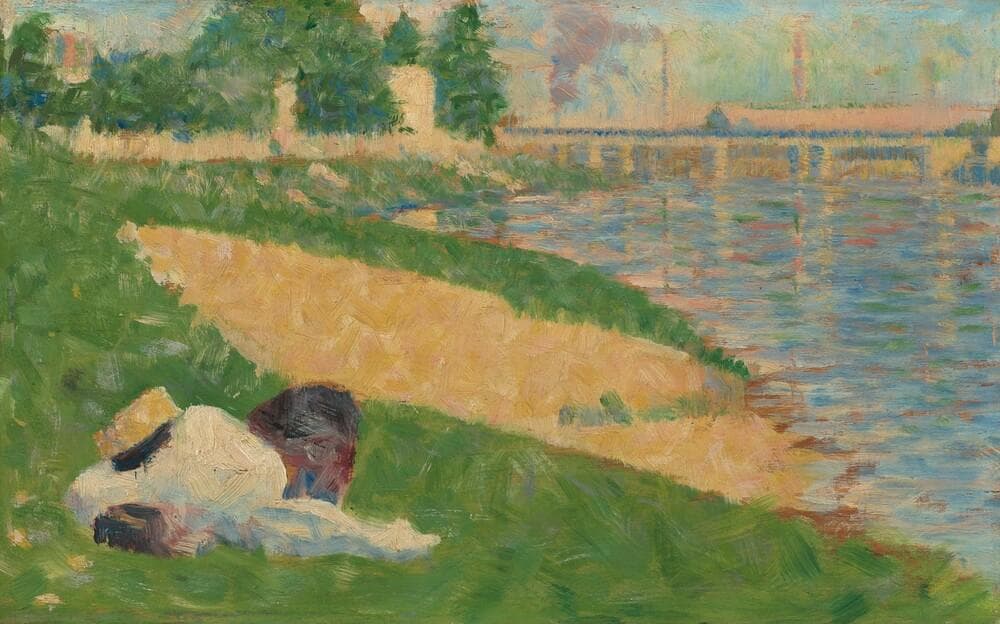 The Seine with Clothing on the Bank (Study for "Bathers at Asnières") — Georges Seurat
