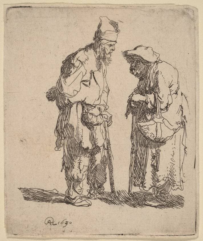 Beggar Man and Beggar Woman Conversing — Rembrandt van Rijn