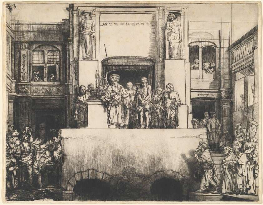 Christ Presented to the People: Oblong Plate — Rembrandt van Rijn