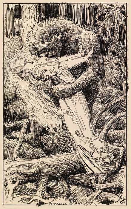 The Monster and the Maiden — Akseli Gallen-Kallela