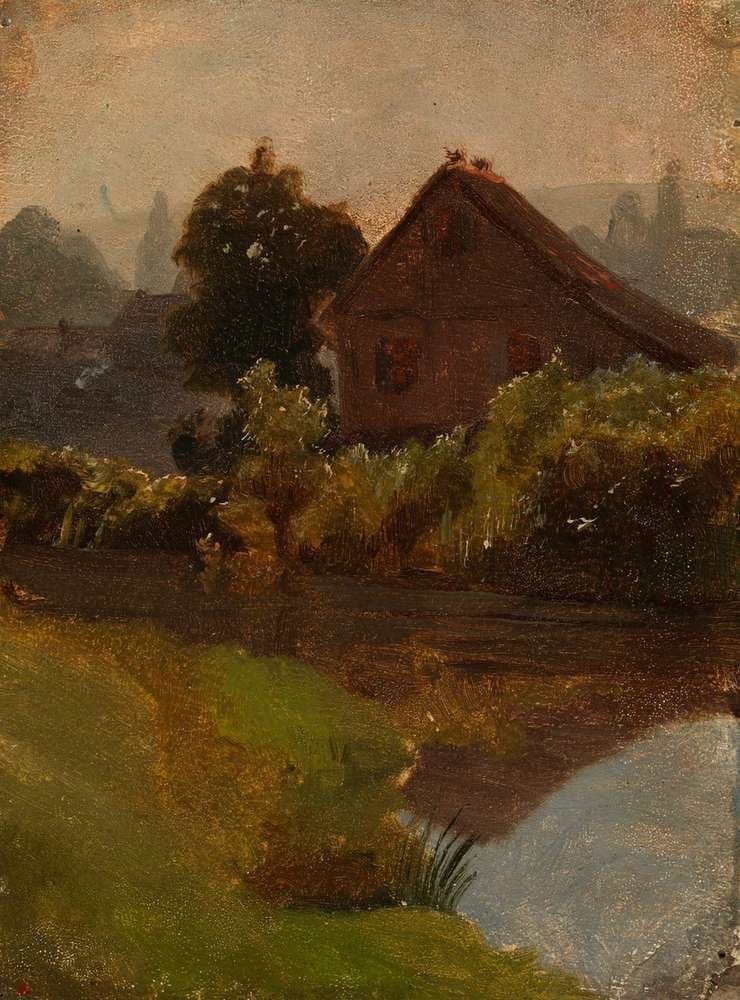 Rakennuksia veden varrella, harjoitelma — Werner Holmberg