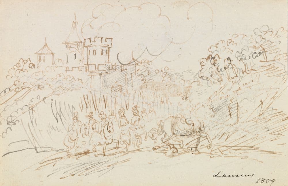 Landskap med ryttare i förgrund — Alexander Lauréus