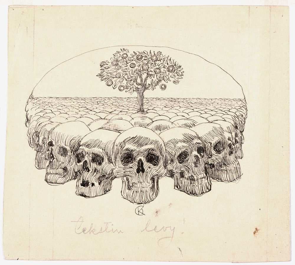 Skulls, Closing Vignette for Chapter 14, Illustration for Seven Brothers — Akseli Gallen-Kallela
