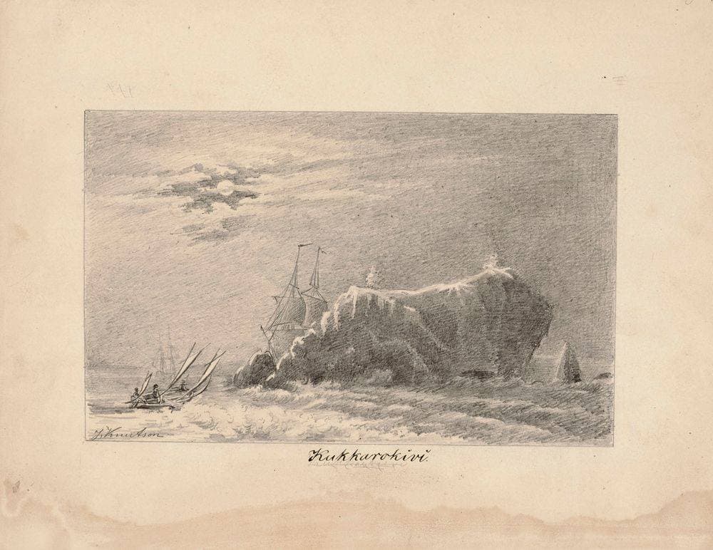 Kukkarokivi Glacial Erratic, original drawing for Finland Depicted in Drawings — Johan Knutson