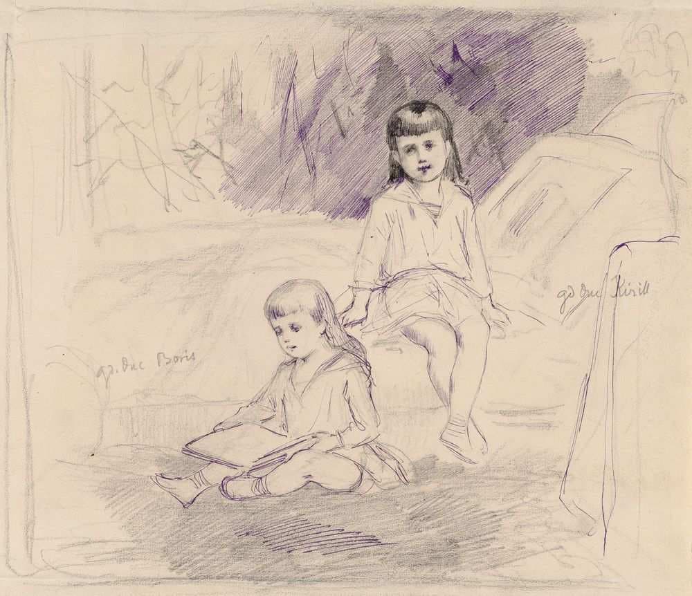 Grand Dukes Kirill and Boris as Children, portrait study — Albert Edelfelt