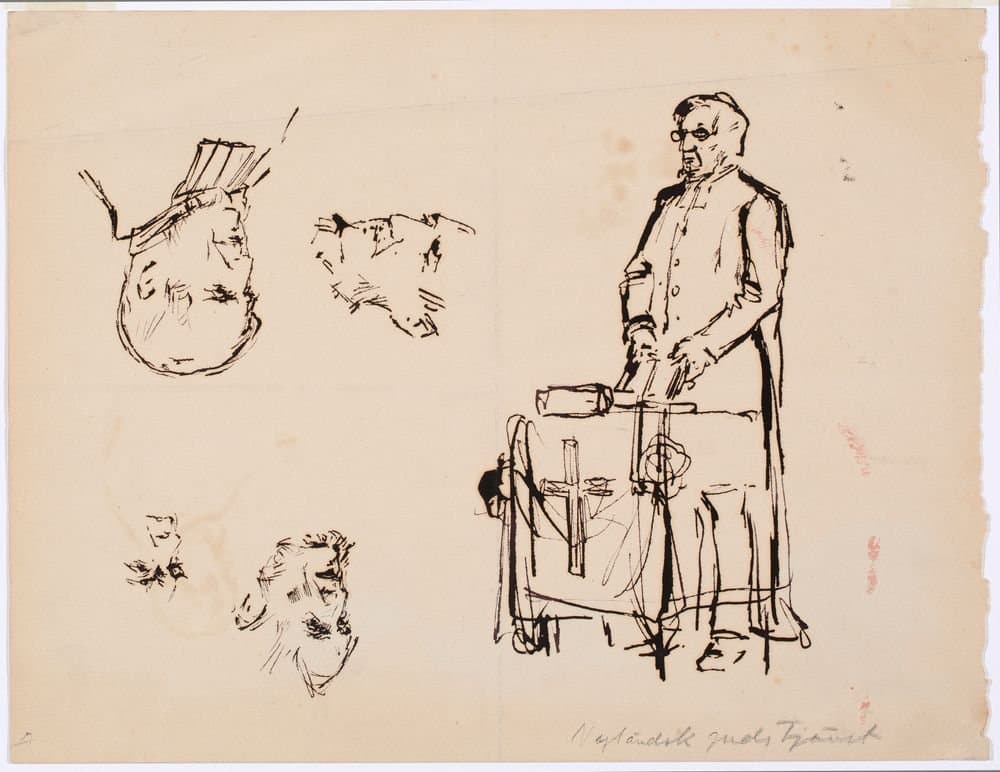 Divine Service in Uusimaa Archipelago, sketches for the priest — Albert Edelfelt