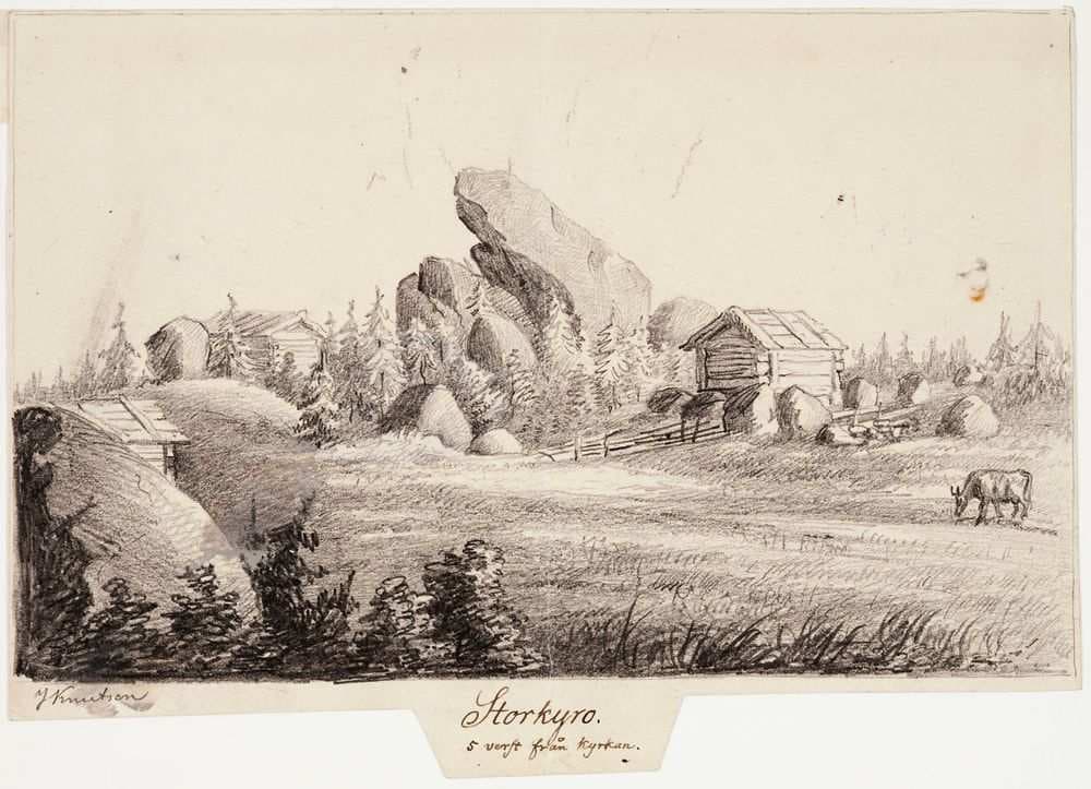 Isokyrö 5 Versts from the Church, original drawing for Finland Depicted in Drawings — Johan Knutson