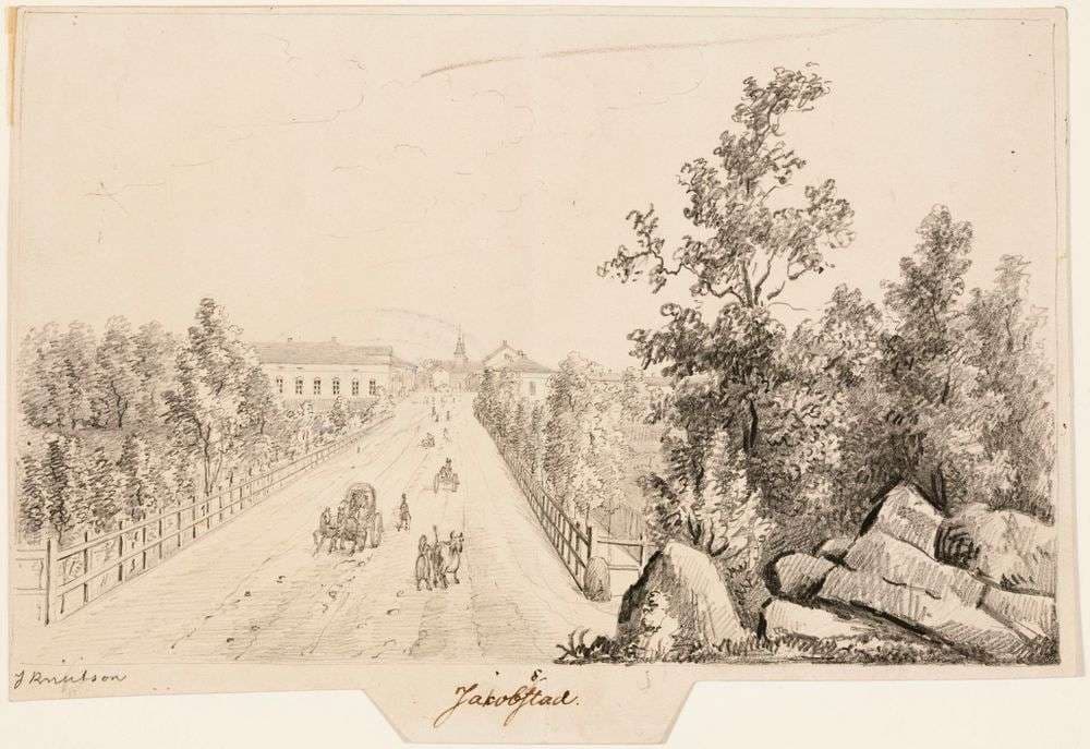 Jakobstad, original drawing for Finland Depicted in Drawings — Johan Knutson