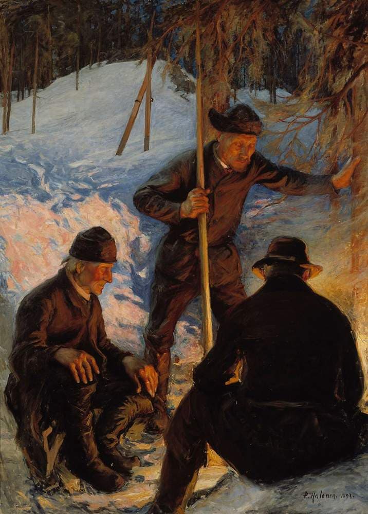 Lumberjacks around a Campfire — Pekka Halonen