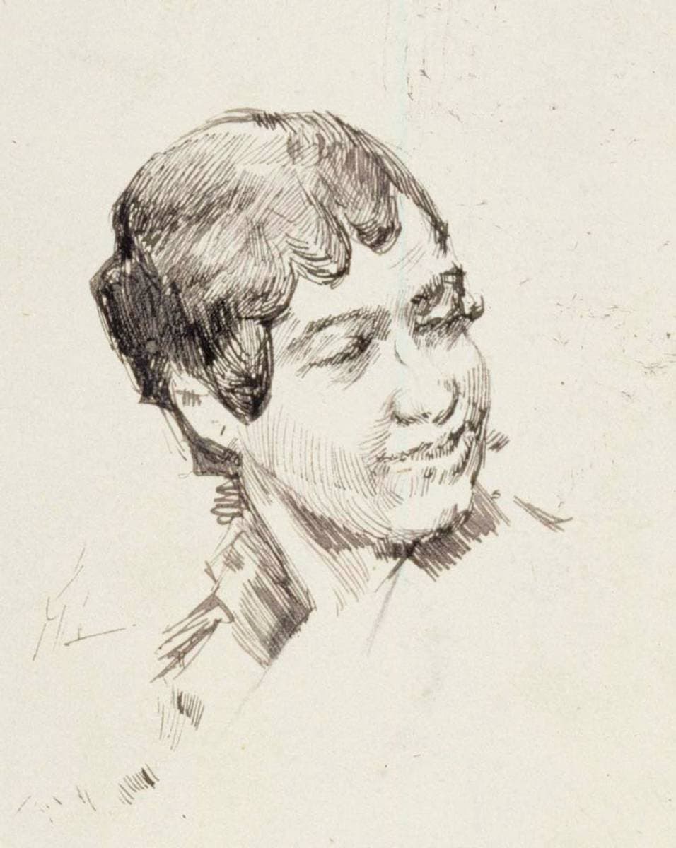Naisen pää, 3/4 profiili (espanjalainen?) — Albert Edelfelt