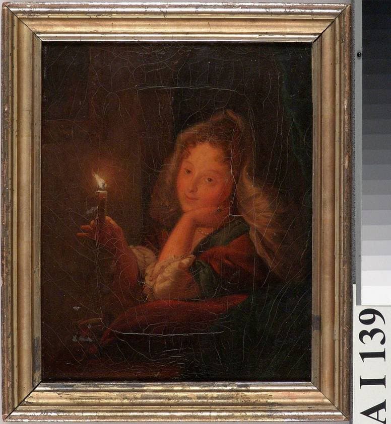Nuori tyttö kynttilä kädessä, kopio Gottfried Schalckerin mukaan — Ida Silfverberg