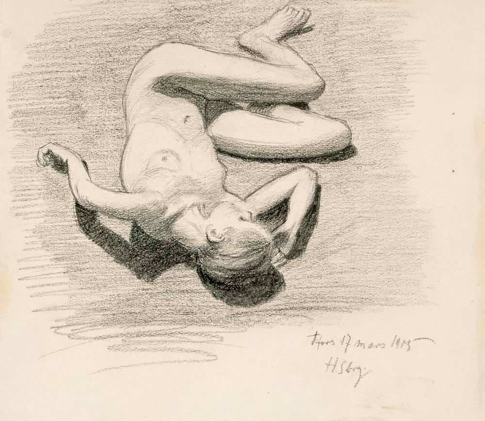 Makaava tyttö, malliharjoitelma — Hugo Simberg