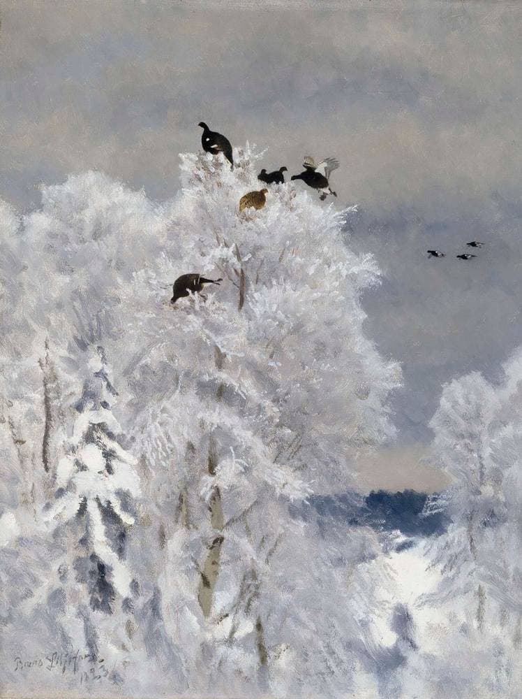 Black Grouse in a Treetop — Bruno Liljefors