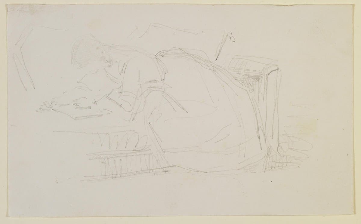 A girl reclining on a couch, reading — James Abbott McNeill Whistler