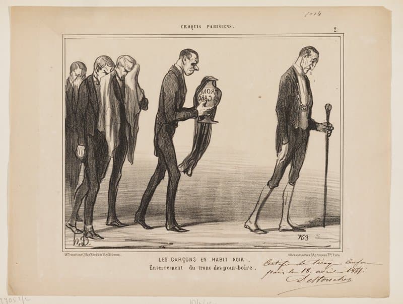 Les garçon en habit noir (The Waiters in Black Suits), from Croquis Parisiens — Honoré Daumier